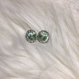 Silver and peridot earrings.